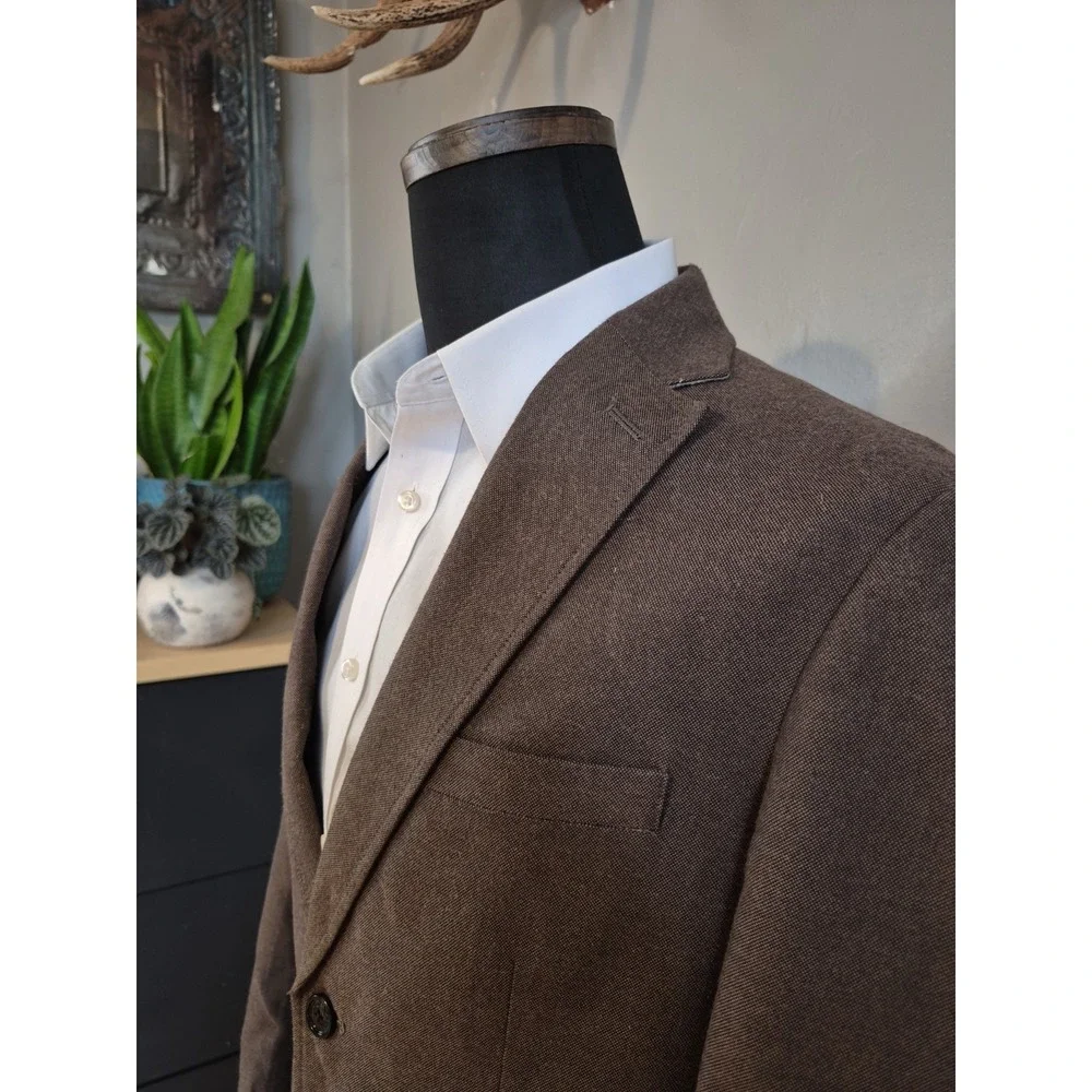 Tasso Elba Mens Sports Coat 38R Brown 2 Button Cotton Blend Blazer K605